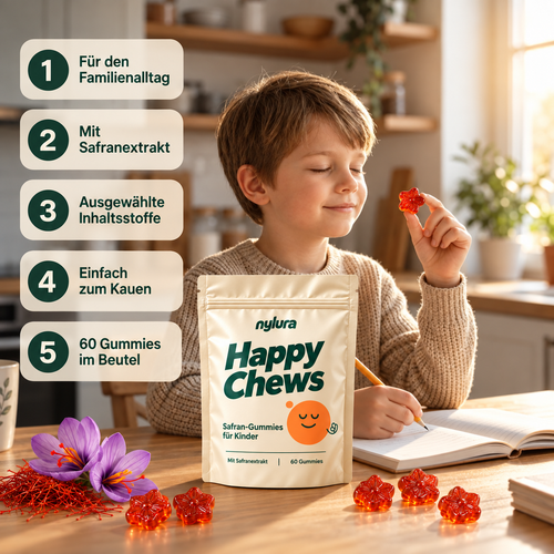 Nylura Happy Chews – Safran-Gummies für Kinder