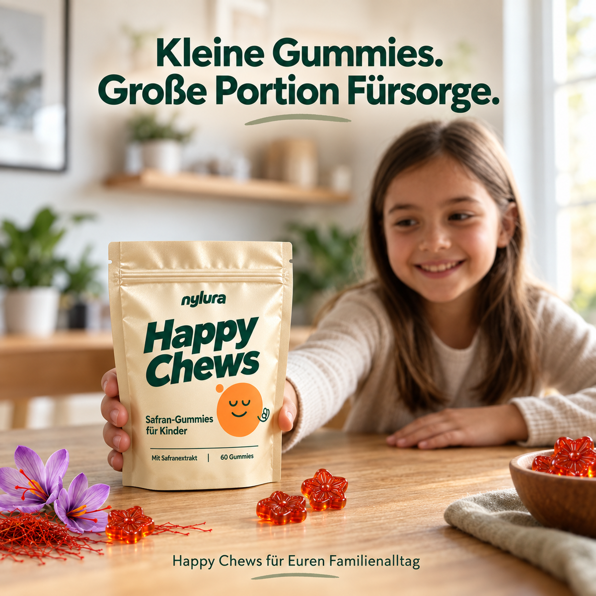 Nylura Happy Chews – Safran-Gummies für Kinder
