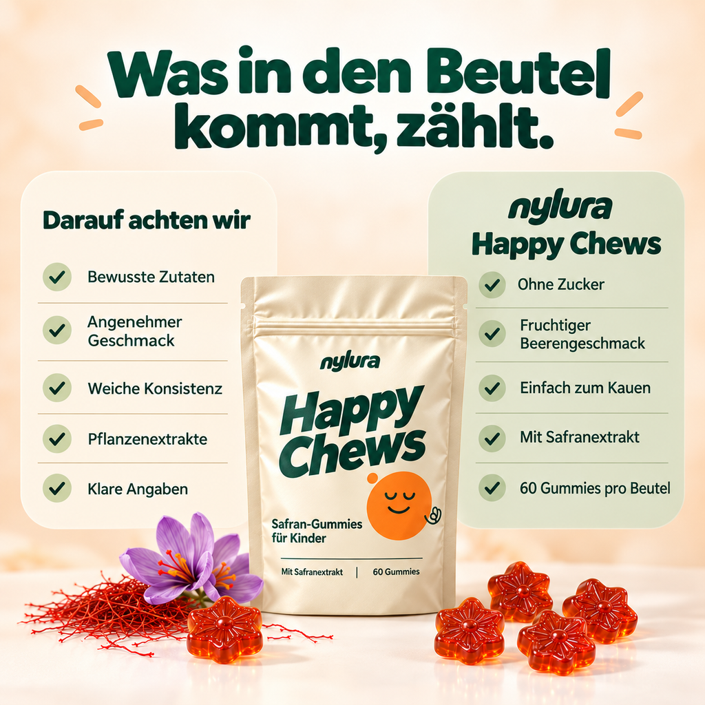 Nylura Happy Chews – Safran-Gummies für Kinder