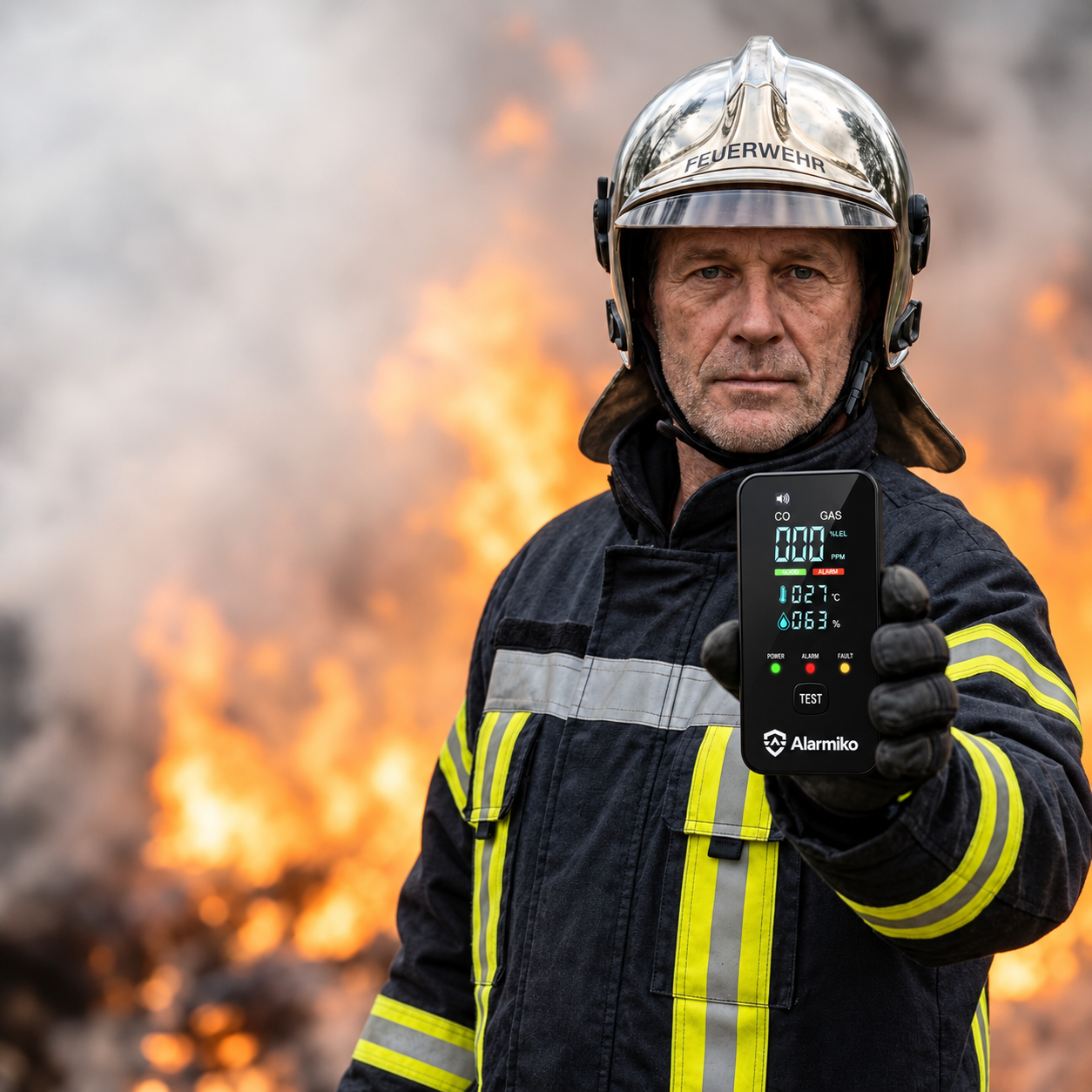 Feuerwehrmotiv mit dem Alarmiko-Melder