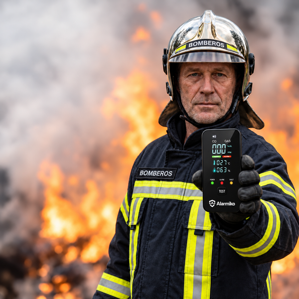 Bombero con el detector Alarmiko